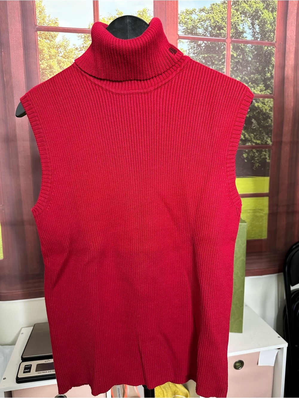Lauren Ralph Lauren Sleeveless Ribbed Turtleneck Tank Top - Red